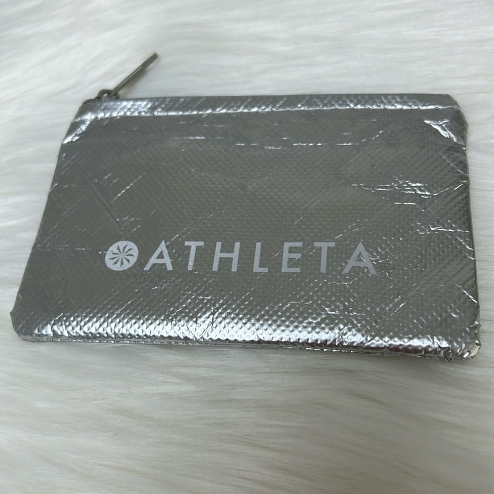 Athleta Silver Gift Card Holder Zippered Coin Cash Credit Card Pouch